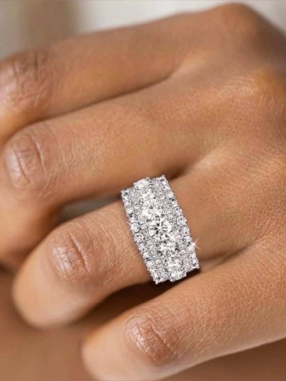 Half Eternity White Sapphire Band - Size 7 1/4
